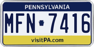 PA license plate MFN7416
