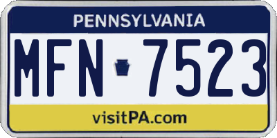 PA license plate MFN7523