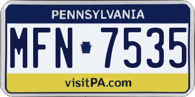 PA license plate MFN7535