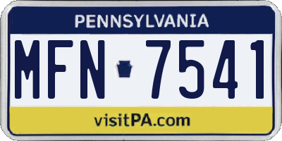PA license plate MFN7541