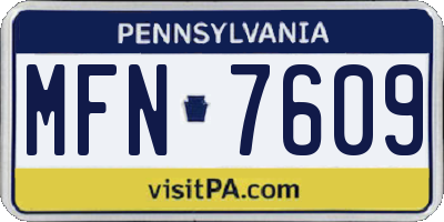 PA license plate MFN7609