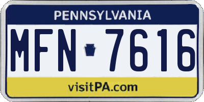 PA license plate MFN7616