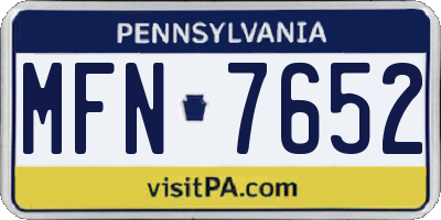 PA license plate MFN7652