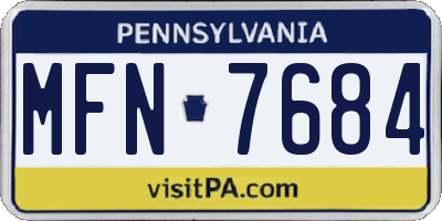 PA license plate MFN7684