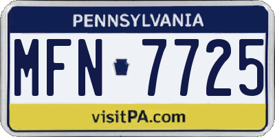PA license plate MFN7725