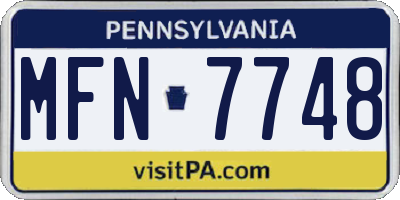 PA license plate MFN7748
