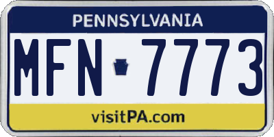 PA license plate MFN7773