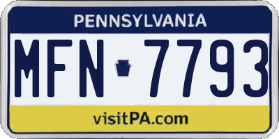 PA license plate MFN7793