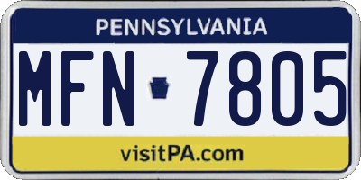 PA license plate MFN7805