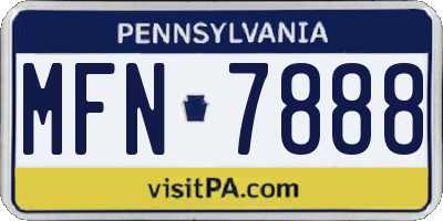 PA license plate MFN7888