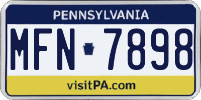 PA license plate MFN7898