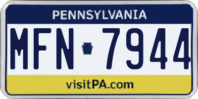 PA license plate MFN7944