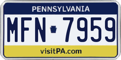 PA license plate MFN7959