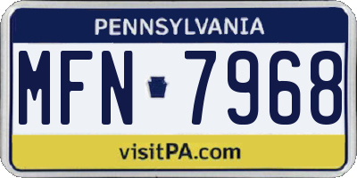 PA license plate MFN7968