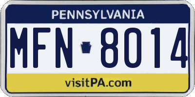PA license plate MFN8014