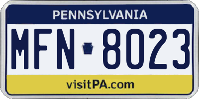 PA license plate MFN8023
