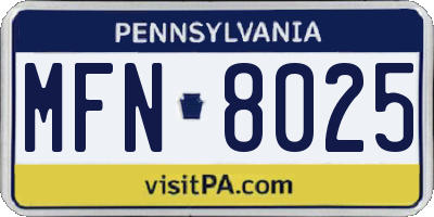 PA license plate MFN8025