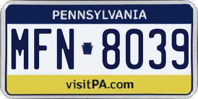 PA license plate MFN8039