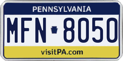PA license plate MFN8050