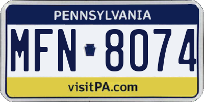PA license plate MFN8074