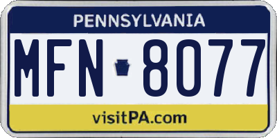 PA license plate MFN8077