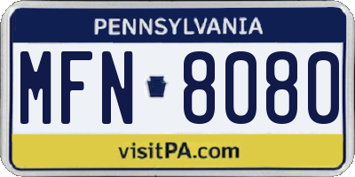 PA license plate MFN8080