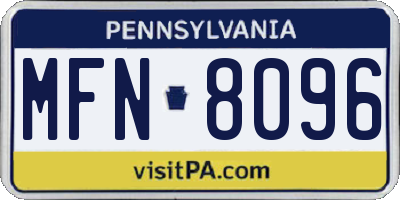PA license plate MFN8096