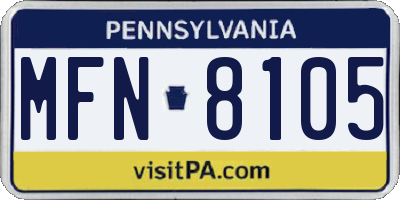 PA license plate MFN8105