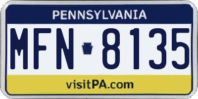 PA license plate MFN8135