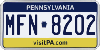 PA license plate MFN8202