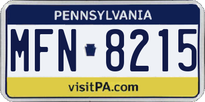 PA license plate MFN8215