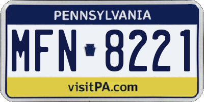 PA license plate MFN8221