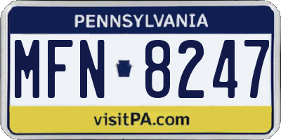 PA license plate MFN8247