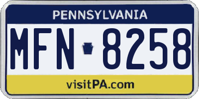 PA license plate MFN8258