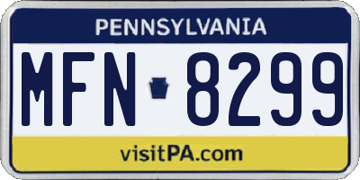 PA license plate MFN8299
