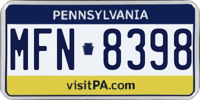 PA license plate MFN8398