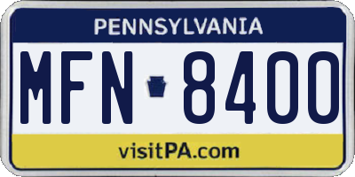 PA license plate MFN8400