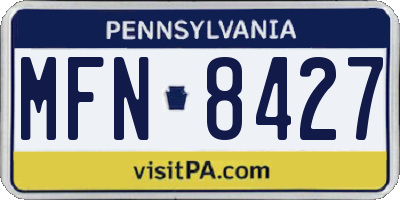 PA license plate MFN8427