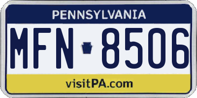 PA license plate MFN8506