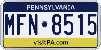 PA license plate MFN8515