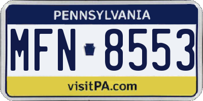 PA license plate MFN8553