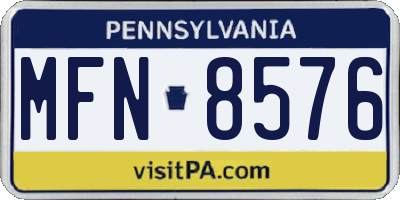 PA license plate MFN8576