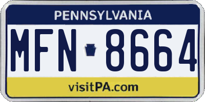 PA license plate MFN8664