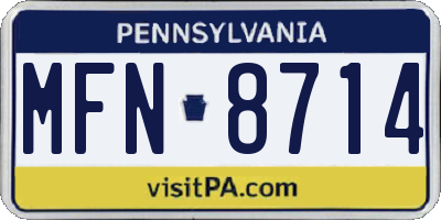 PA license plate MFN8714