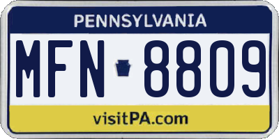 PA license plate MFN8809