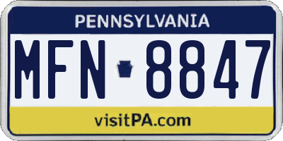 PA license plate MFN8847