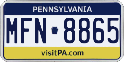 PA license plate MFN8865