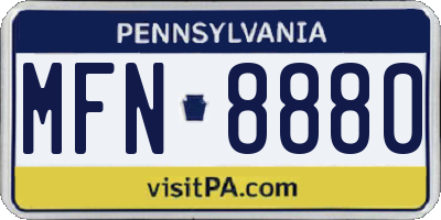 PA license plate MFN8880