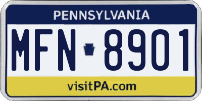 PA license plate MFN8901