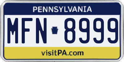 PA license plate MFN8999